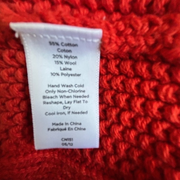 Talbots Petites orange fisherman knit wool blend sweater size MP - Picture 11 of 11